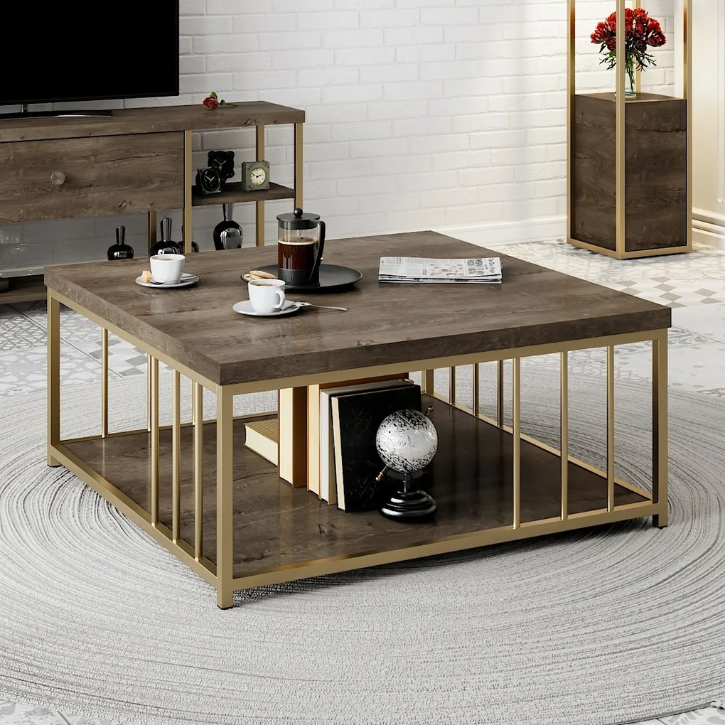 Stolik konferencyjny Zenn Walnut and Gold