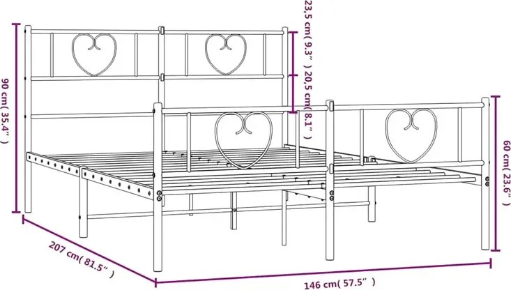 Białe metalowe łóżko małżeńskie 140x200 cm W0-N28