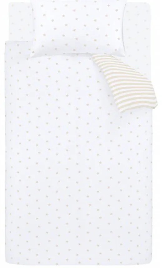 Biało-beżowa bawełniana pościel dziecięca dwuosobowa 200x200 cm Mini Star &amp; Stripes – Bianca