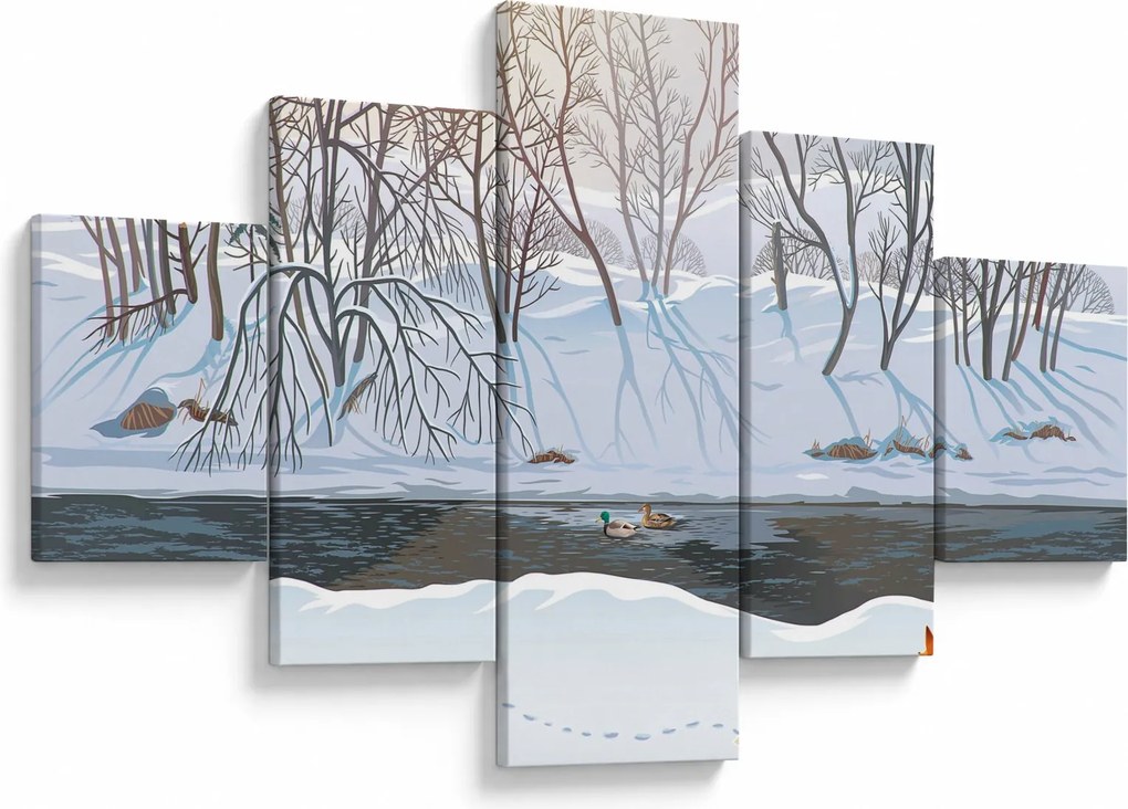 Obraz - Lis w zimowym krajobrazie (125x70 cm)