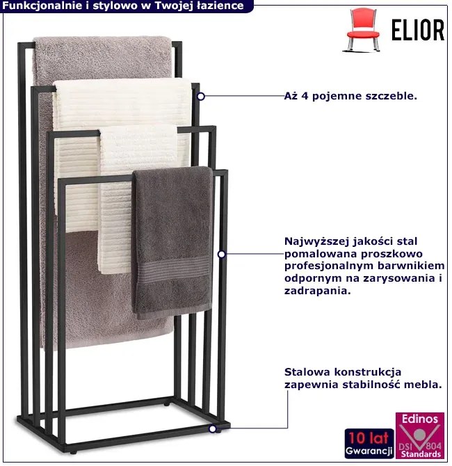 Czarny metalowy stojak na ręczniki S5-E76