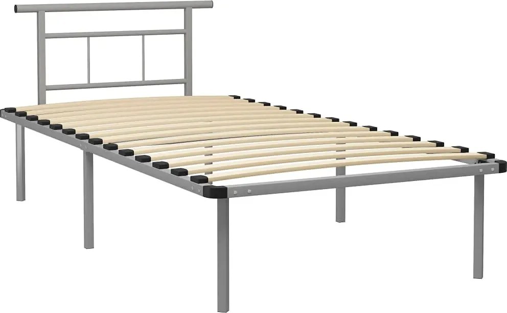 Szare metalowe łóżko pojedyncze 100x200 cm F0-Z53