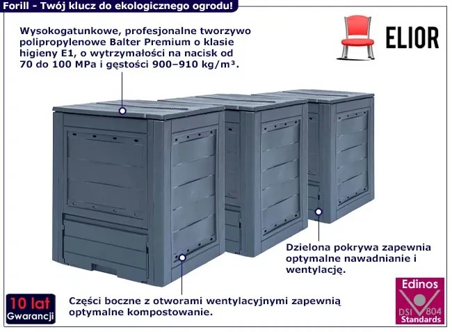 Zestaw 3 kompostowników ogrodowych - Forill 3X