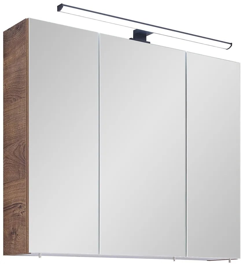 Brązowa wisząca szafka łazienkowa z lustrem 75x70 cm Set 374 – Pelipal