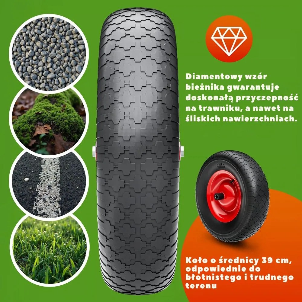 Taczka GREG z plastikową kuwetą, max. 100l/250kg, zielony/czarny Gardebruk
