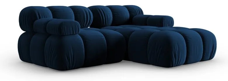 Niebieski aksamitny narożnik (prawostronny) Bellis – Micadoni Home