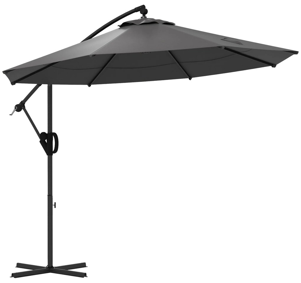 Outsunny Parasol Ampelowy, z Krzyżową Podstawą, 293 x 293 x 260 cm, Szary