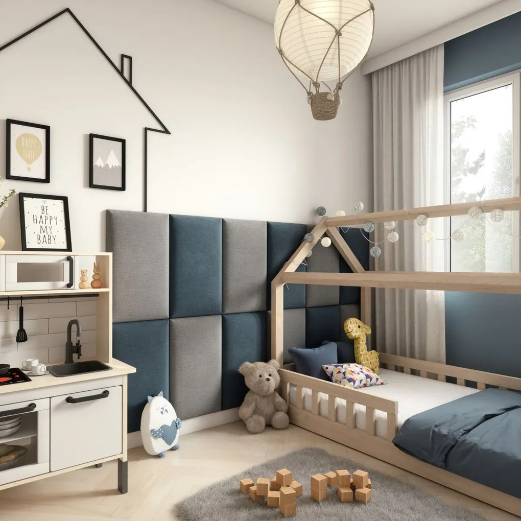 Zestaw 12 paneli tapicerowanych QUADRATTA 180x100 morski/jasnoszary ELTAP