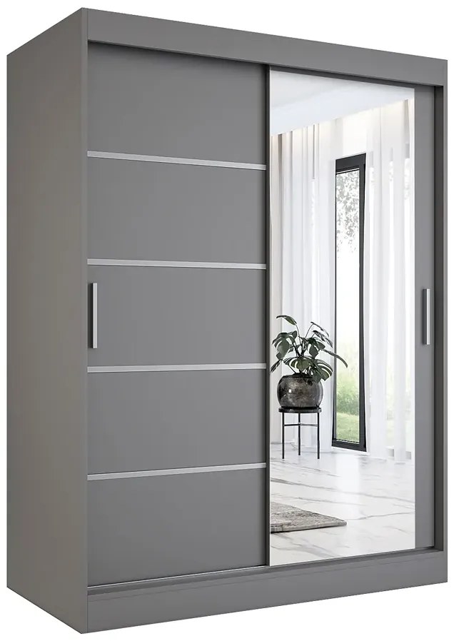 Antracytowa szafa przesuwna 150 cm - Marmos 4X