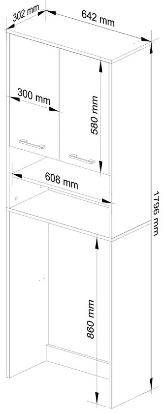 Biały słupek łazienkowy nad pralkę z półkami - Rikero 3X