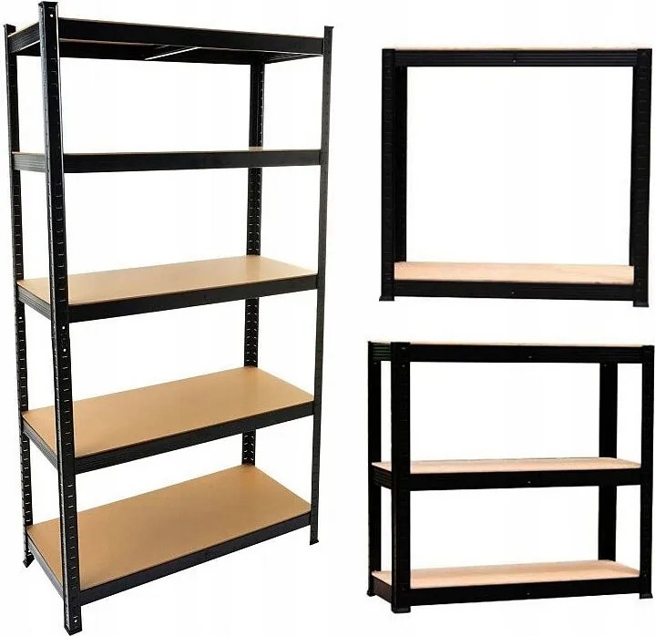 Regał Magazynowy P9030 | Czarny | 5 Półek | 90x30x180 cm