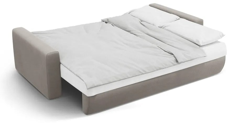 Jasnoszara aksamitna rozkładana sofa ze schowkiem 238 cm Belfast – Cosmopolitan Design