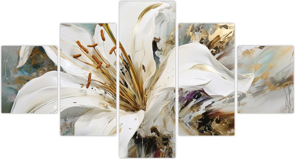Obraz - Abstrakcja z lilią (125x70 cm)