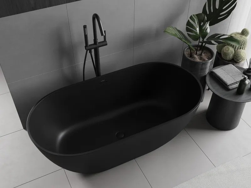 Mexen Rimini wanna wolnostojąca z konglomeratu 150 x 75 cm, czarna mat - 57241507570