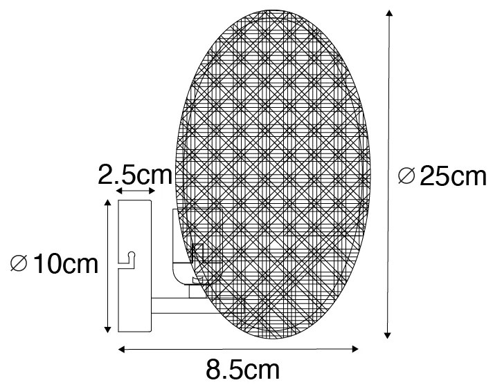 Wiejska lampa ścienna czarna z rattanem 25 cm - KataKolonialny Oswietlenie wewnetrzne