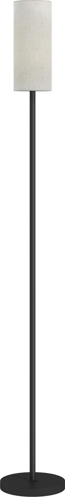 HOMCOM Lampa podłogowa, abażur w optyce lnu, metalowy słup, przełącznik nożny, Biały