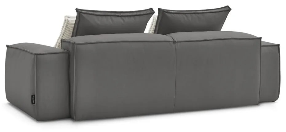 Szara sofa z imitacji skóry 260 cm Boheme – Bobochic Paris