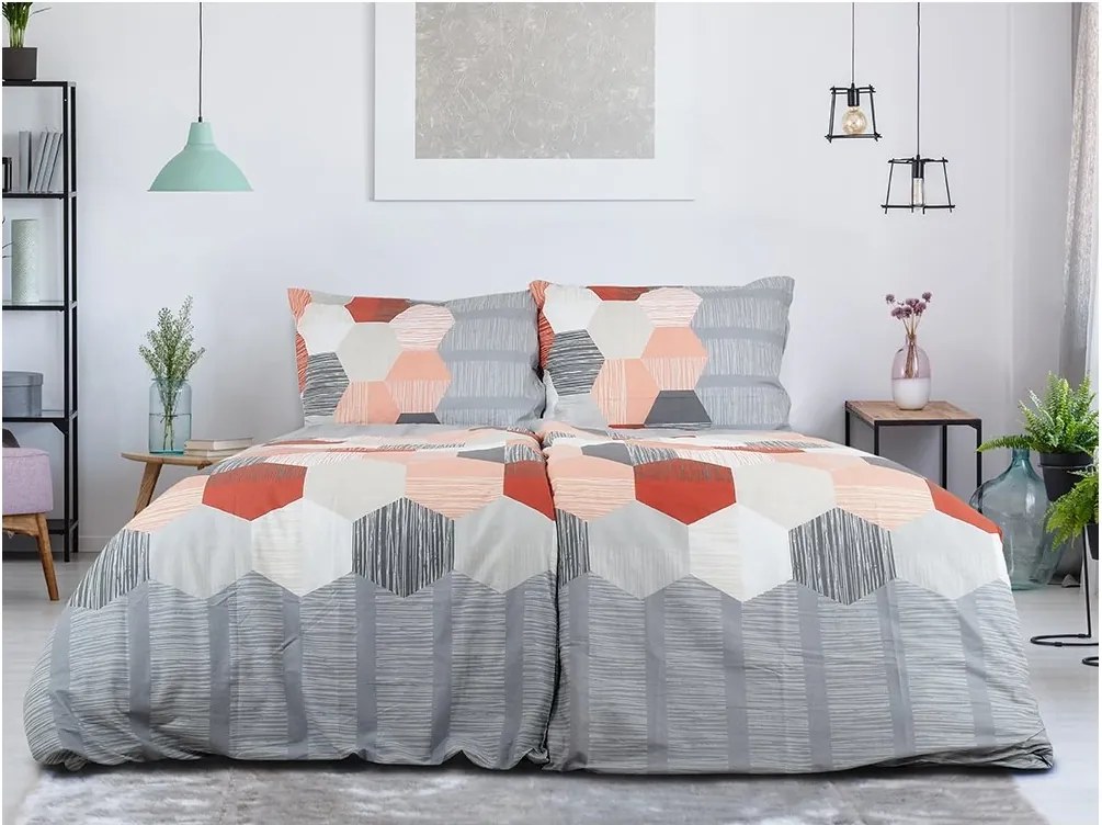 PrzytulneMieszkanie.pl PrzytulneMieszkanie.pl Pościel z bawełny Renforcé HONEY COMB szara Rozmiar pościeli: 70 x 90 cm | 140 x 200 cm