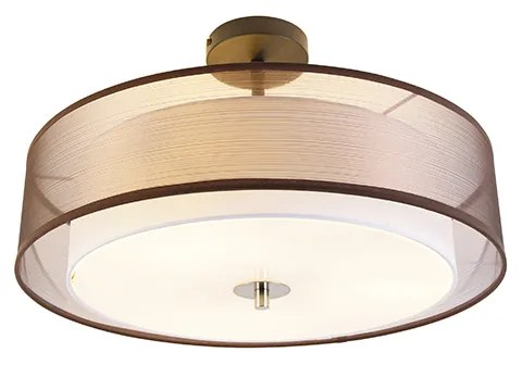 Nowoczesna lampa sufitowa brązowa i biała 50 cm 3-światła - Drum Duo Nowoczesny Oswietlenie wewnetrzne