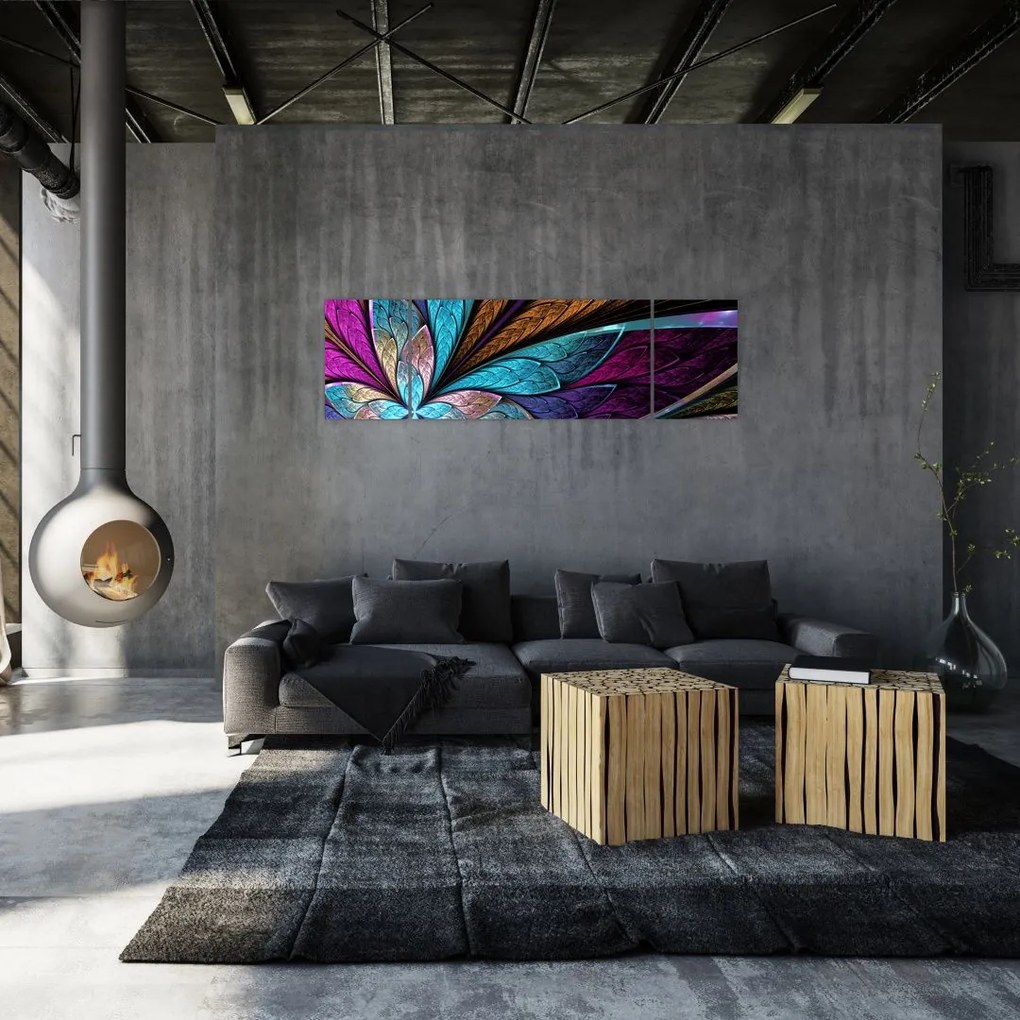 Obraz - Abstrakcja, kwiat (170x50 cm)