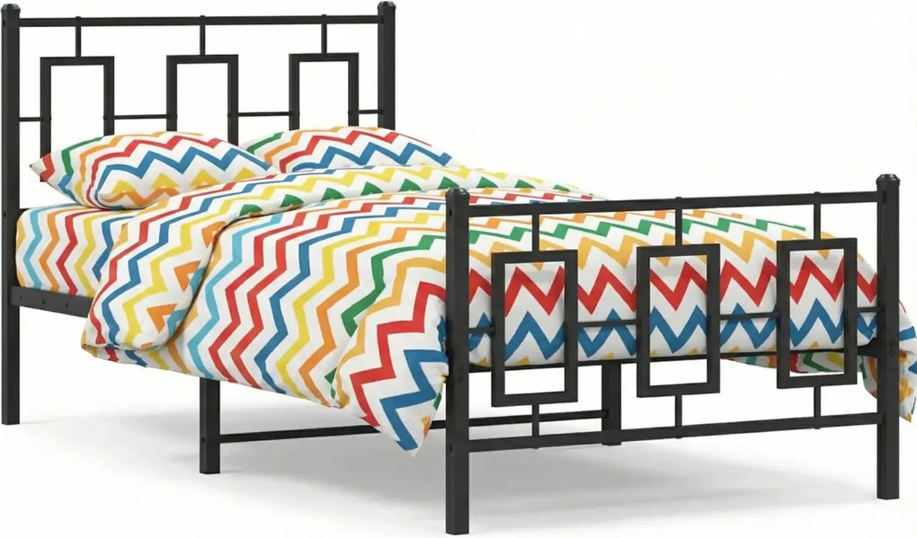 Czarne pojedyncze łózko metalowe 90x200 cm D2-F72