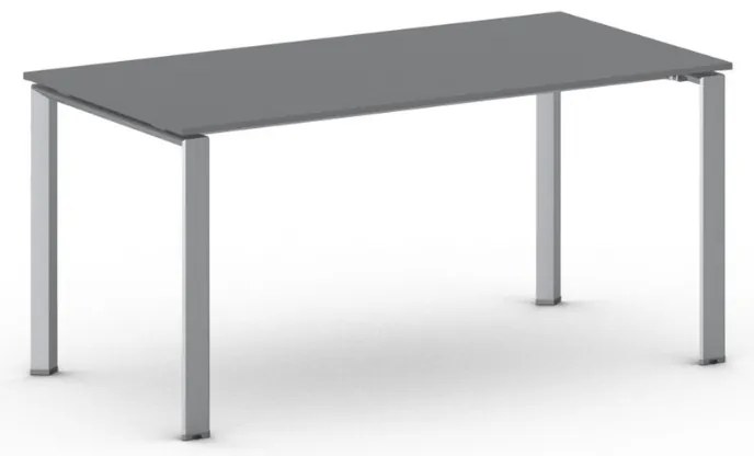 Stół konferencyjny do biura PRIMO INFINITY, 160x80 cm, szaro-srebrna podstawa, grafit