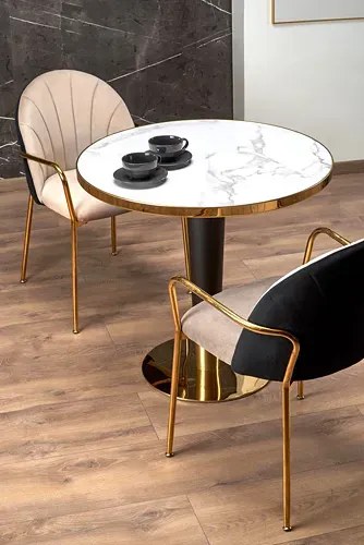 Okrągły stół z marmurowym blatem w stylu glamour W8-G60
