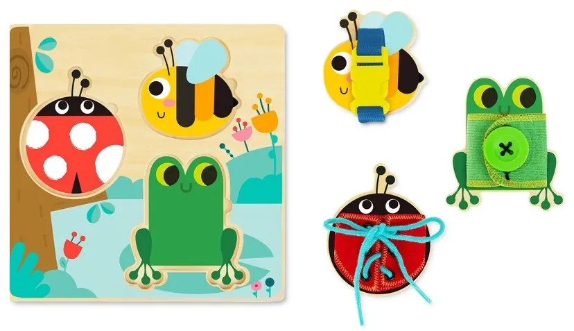 Tooky toy drewniana tablica edukacyjna sorter trening ćwiczenia sznurek guzik klamerka