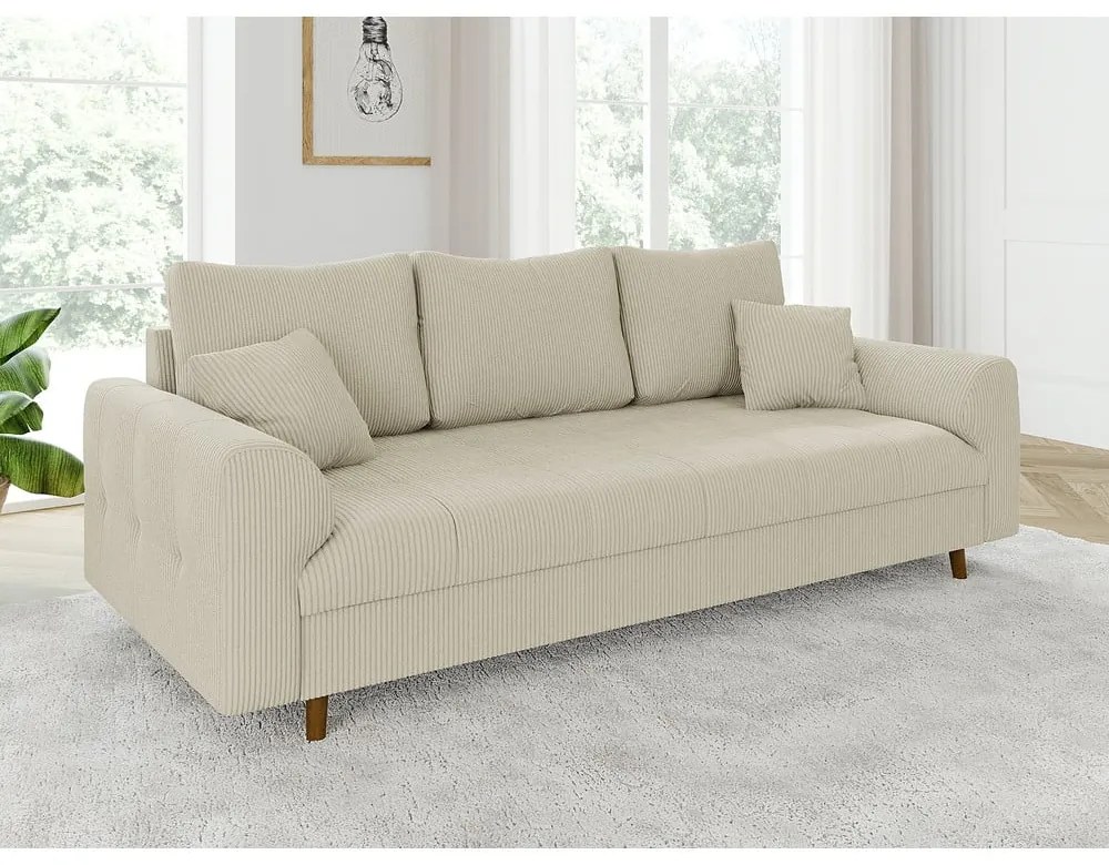 Beżowa sztruksowa sofa 210 cm Ariella – Ropez