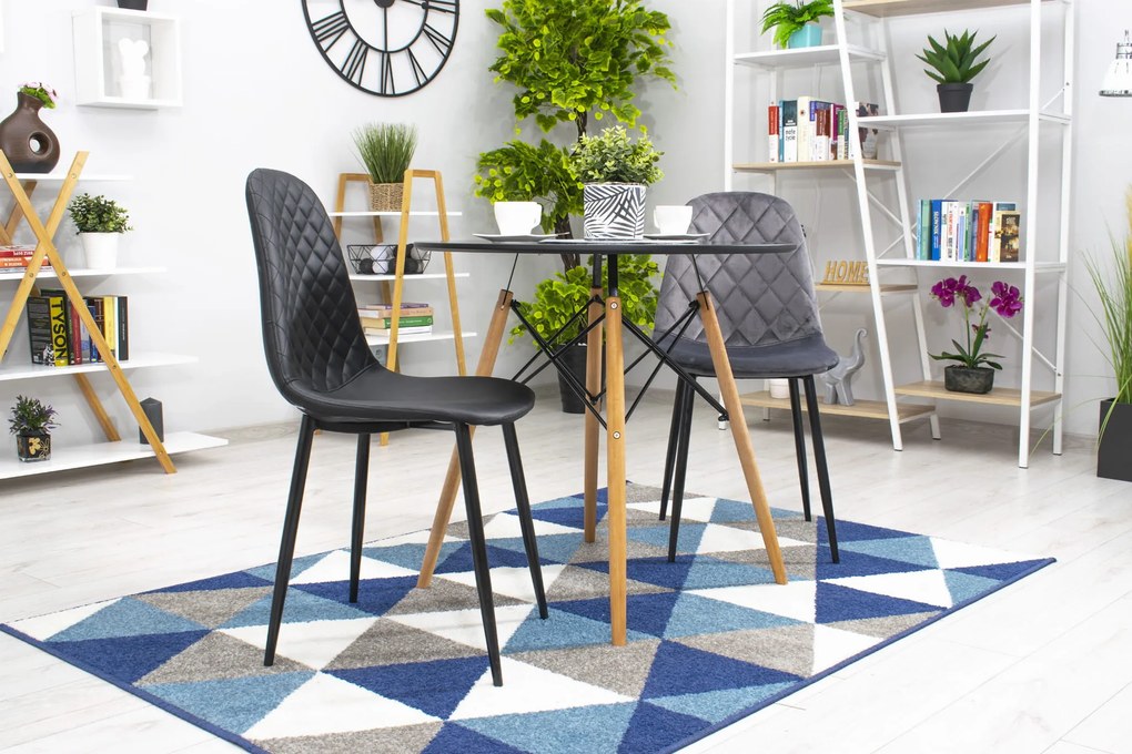 PROMOCJA Ciemnoszare aksamitowe krzesło ASTI z czarnymi nogami II. jakość