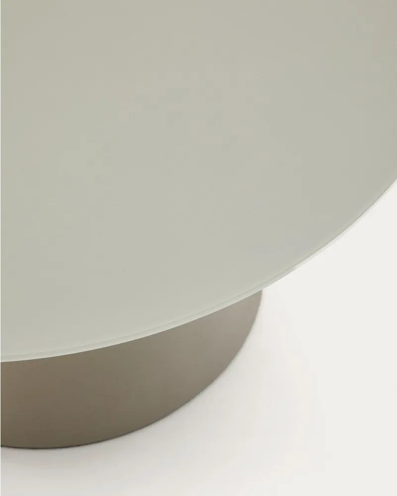 Jasnoszary okrągły stolik ze szklanym blatem ø 80 cm Wilshire – Kave Home