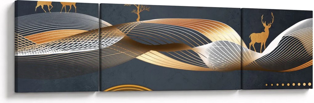 Obraz - Grafika z jeleniem (170x50 cm)