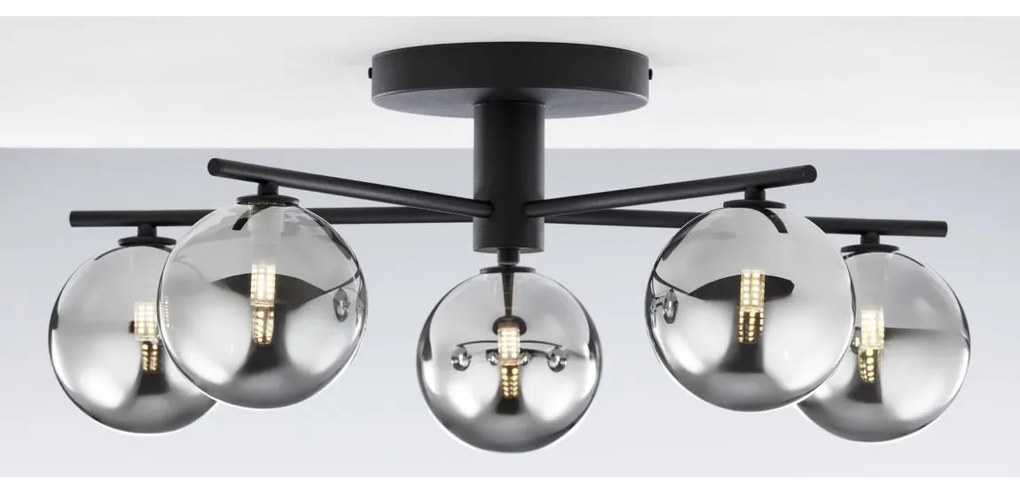 Jupiter 2048 - Przysufitowy żyrandol PRATO 5xG9/14W/230V czarny/dymnoszary