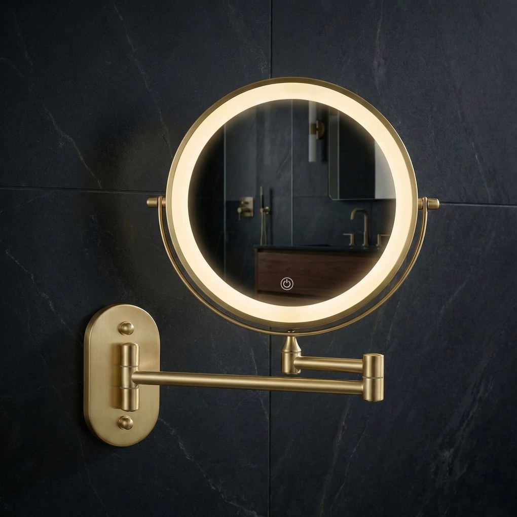 Lustro ścienne kosmetyczne LED Glow Złote Szczotkowane