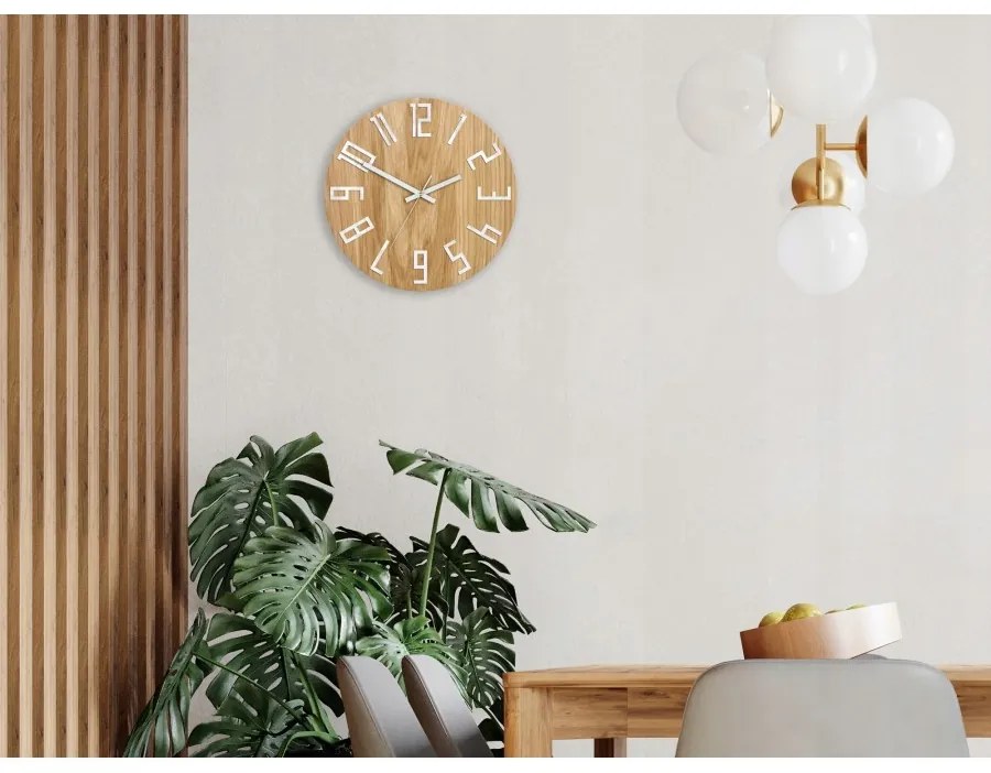 Zegar na ścianę nowoczesny drewniany z dużymi cyframi okrągły cichy loft