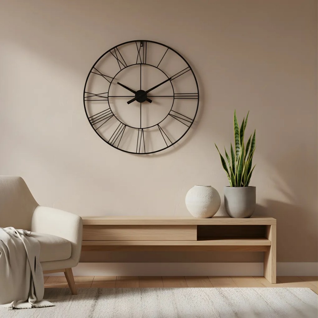 Zegar ścienny w stylu industrialnym ARATIO, Ø 70 cm