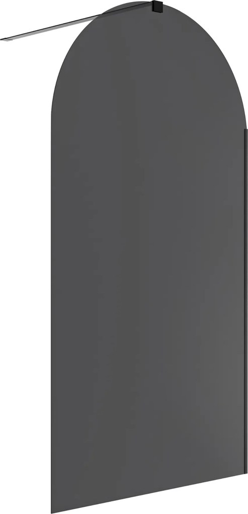 Ścianka prysznicowa WALK IN fix grafitowa półokrągła 8mm MOLIS Grafit Oval MASSI | Różne rozmiary : Kolor profili kabiny - złoty szczotkowany, Szerokość ścianki - 70 cm, Typ montażu - WALK in FIX (Do ściany)