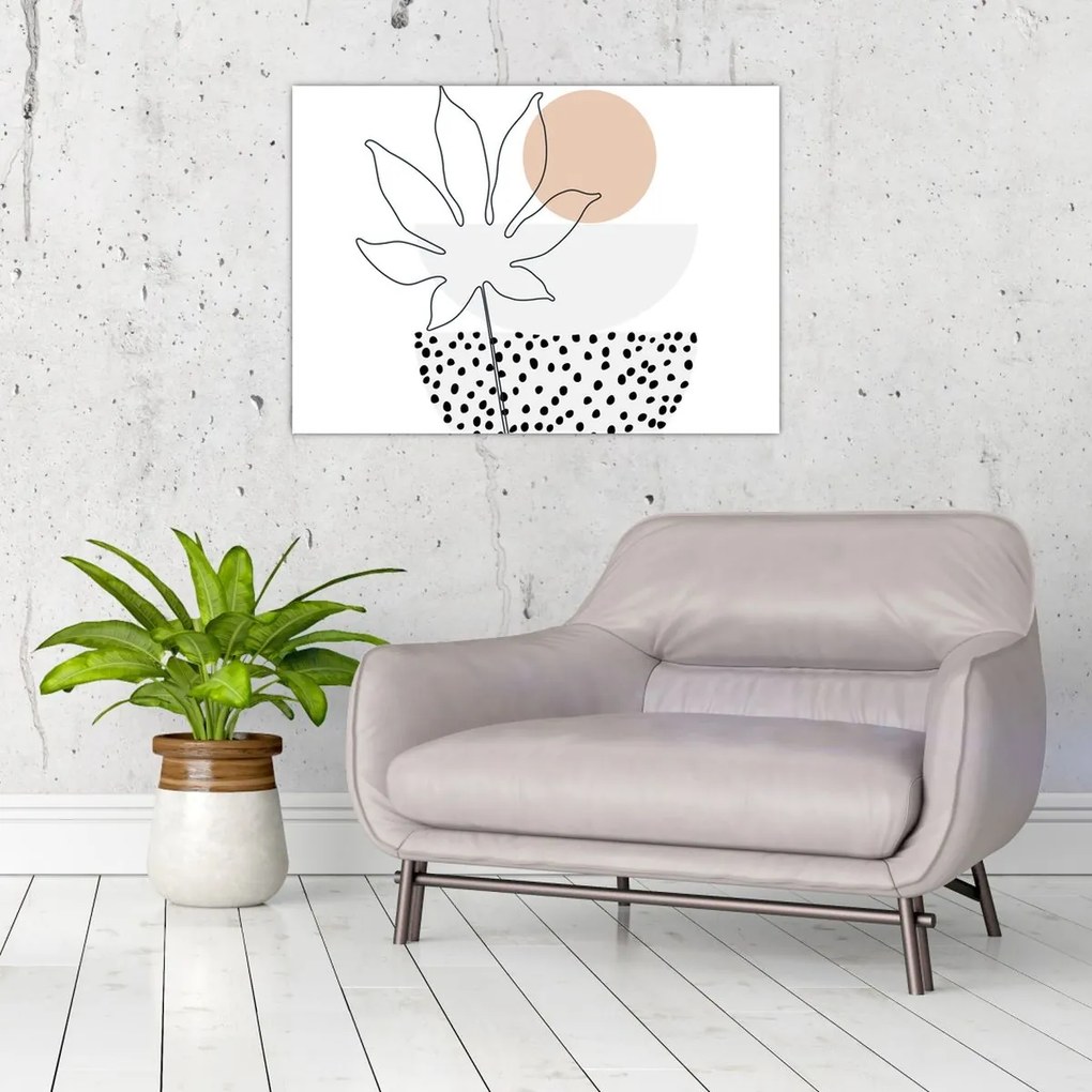 Obraz na szkle - Line art flowers N⁰3 (70x50 cm)