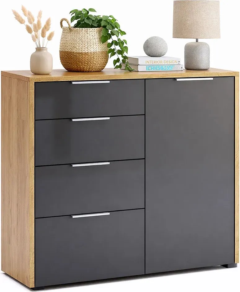 Skandynawska komoda w klorze dąb craft + lava mat M7-R67