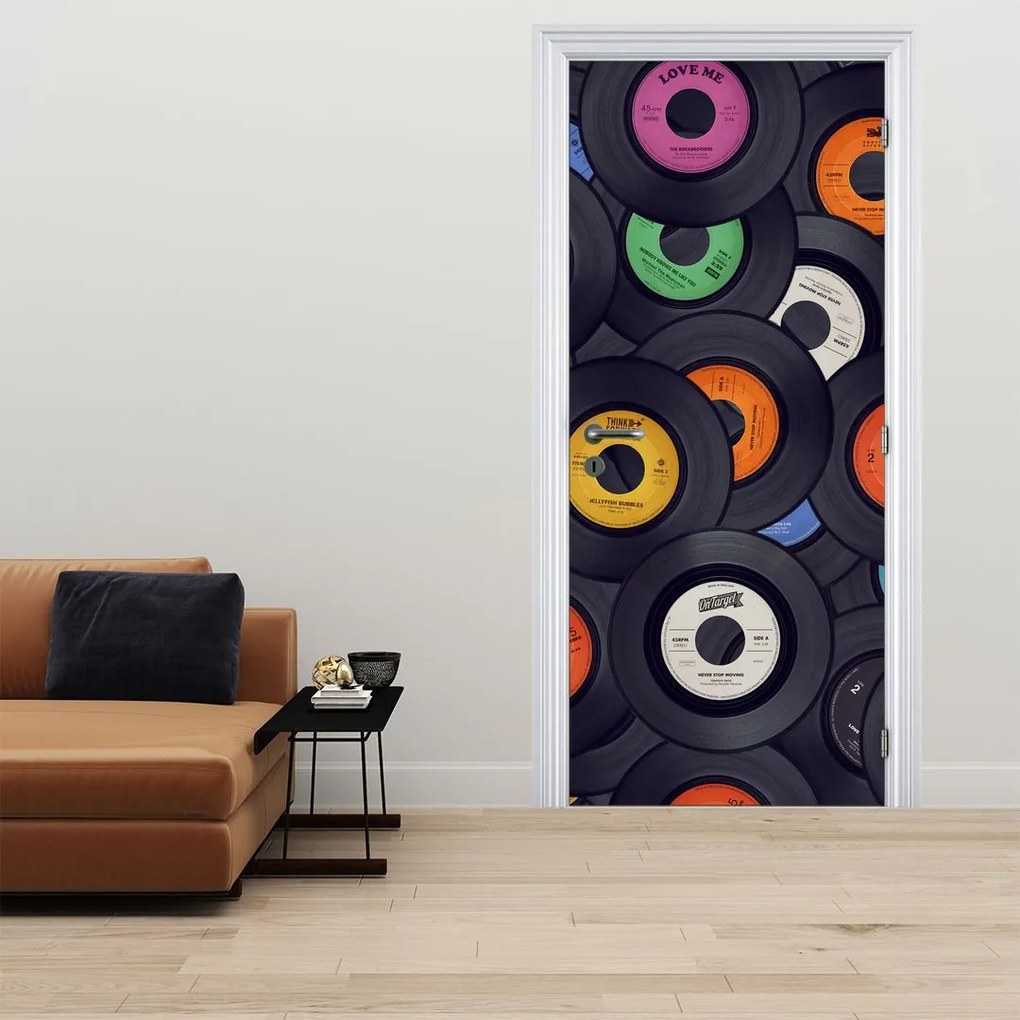 Fototapeta na drzwi - Muzyczne płyty gramofonowe (95x205cm)