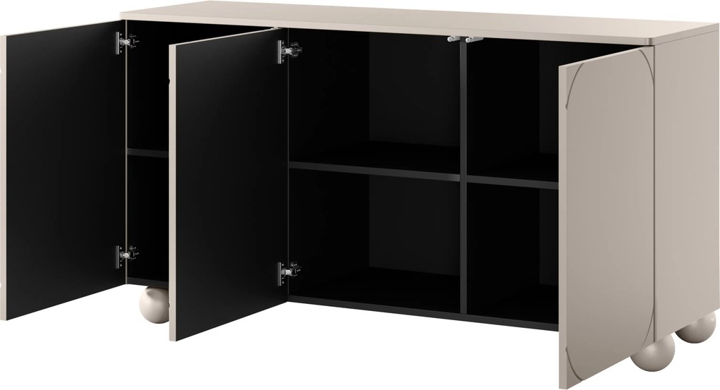 Komoda Sonatia II 150 cm trzydrzwiowa - kaszmir / nogi kule