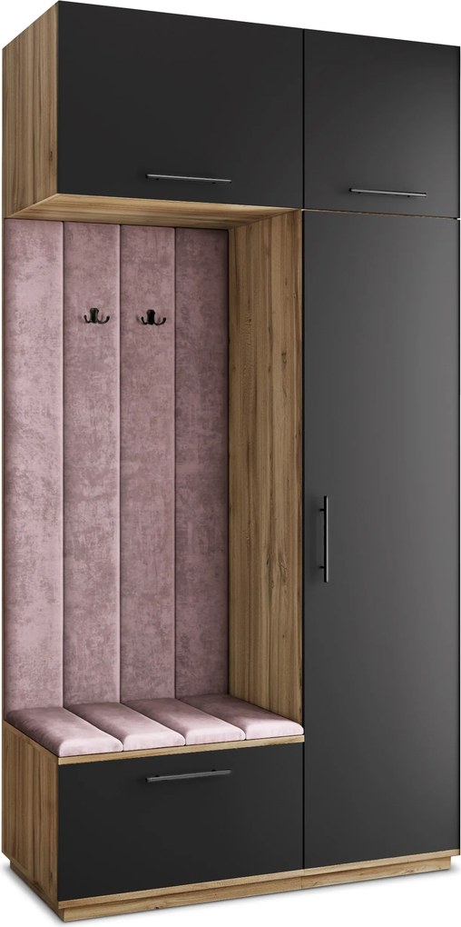 Masseno Garderoba REMA 120/240/60 cm Nowoczesna Szafa do Przedpokoju Dąb wotan, MONOLITH 62 (Wrzosowy)