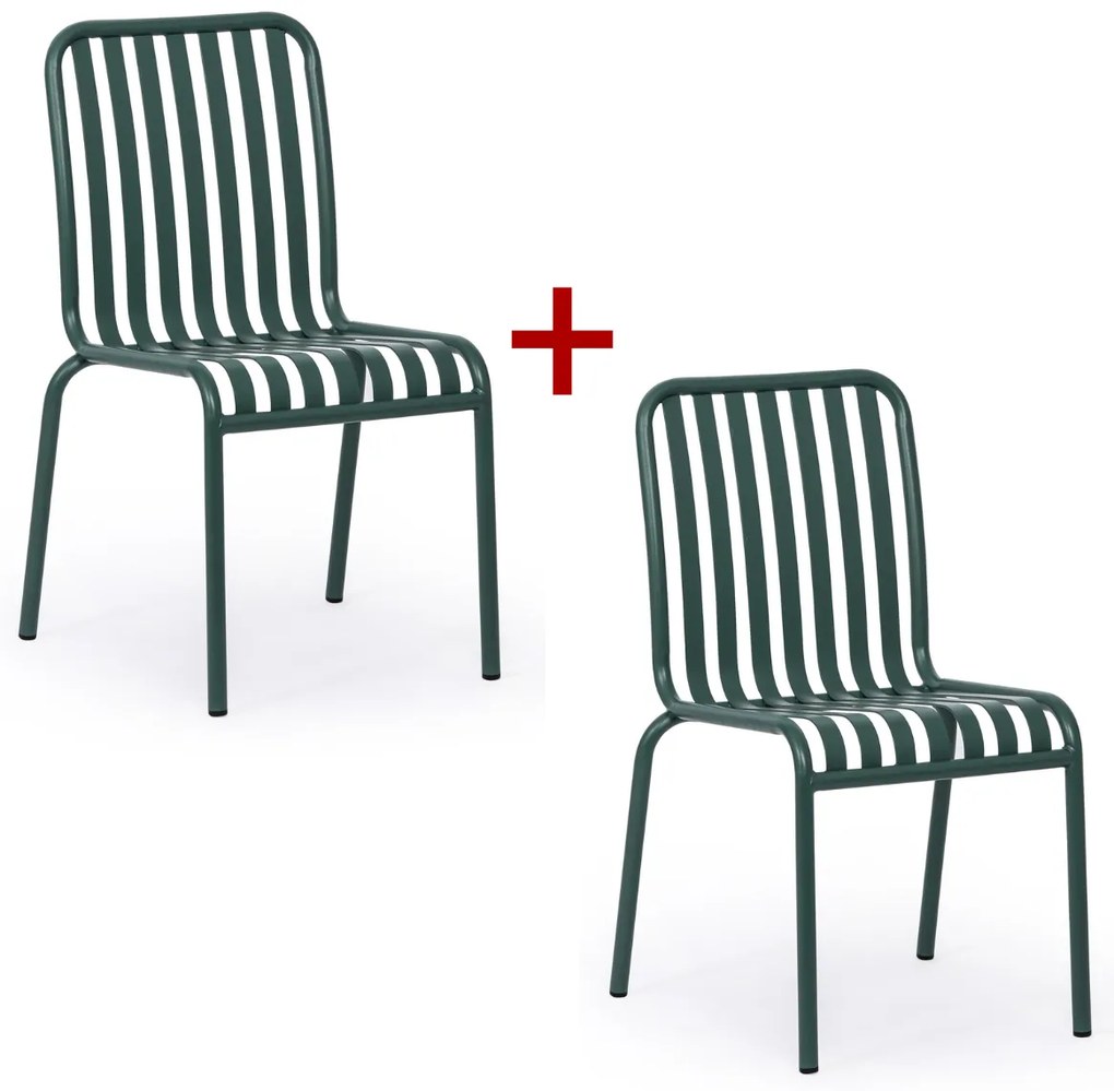 Metalowe krzesło bistro RENO, 1+1 GRATIS, do użytku zewnętrznego, zielony
