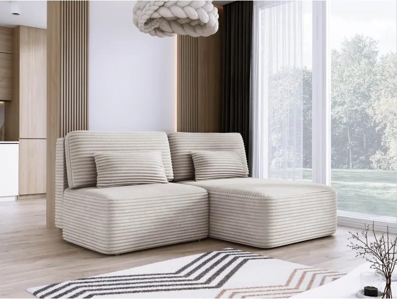 Narożnik TILIA wolnostojący układ L strona Prawa z funkcją spania w tkaninie Tilia 01