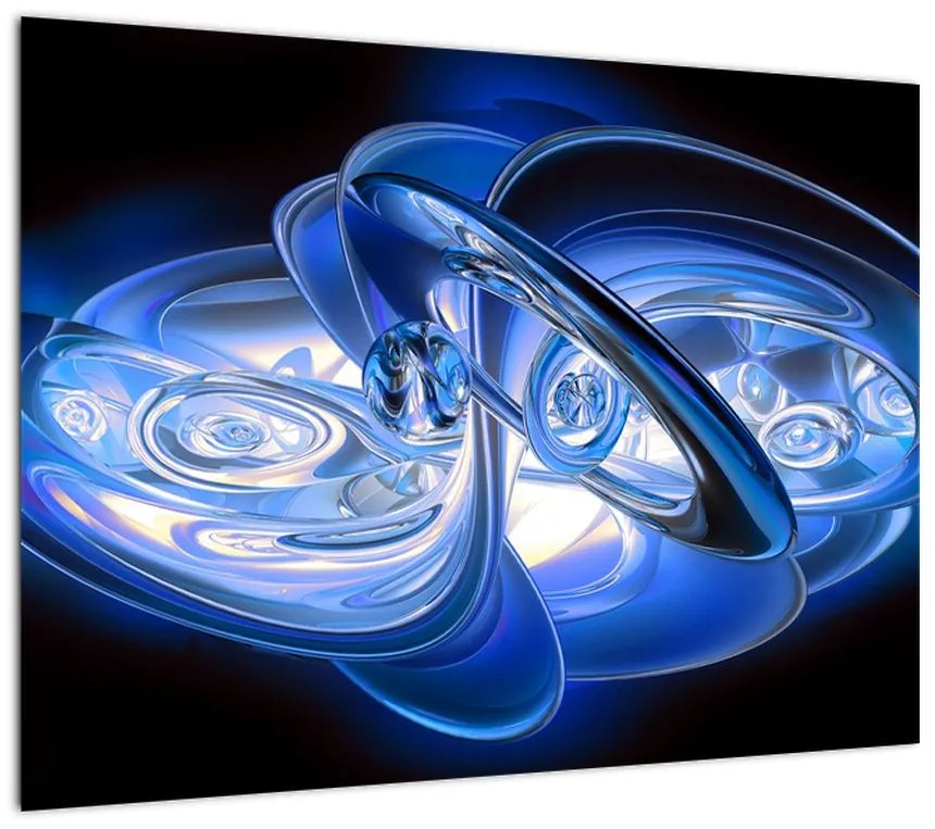 Obraz na szkle - niebieski abstrakcyjny obraz (70x50 cm)