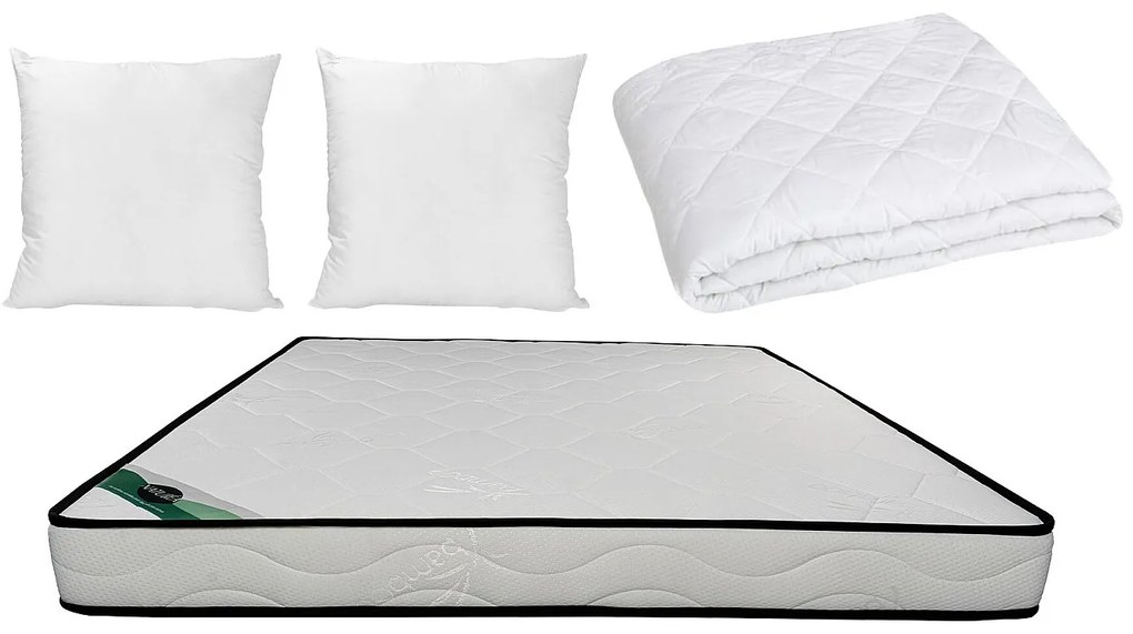 Zestaw pościelowy 160 x 200 cm materac piankowy z pokrowcem bambusowym gr.15cm + kołdra + 2 poduszki - KANANI od NATUREA