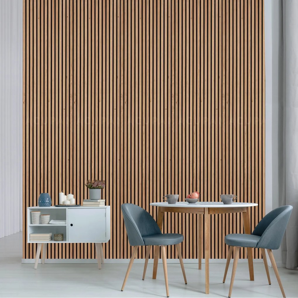 Drewniany panel akustyczny, 2400 x 600 mm, czarny podkład, dąb sonoma