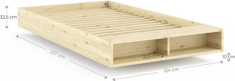 Łóżko jednoosobowe z litego drewna sosnowego bez zagłówka ze stelażem 120x200 cm w naturalnym kolorze Merge – Karup