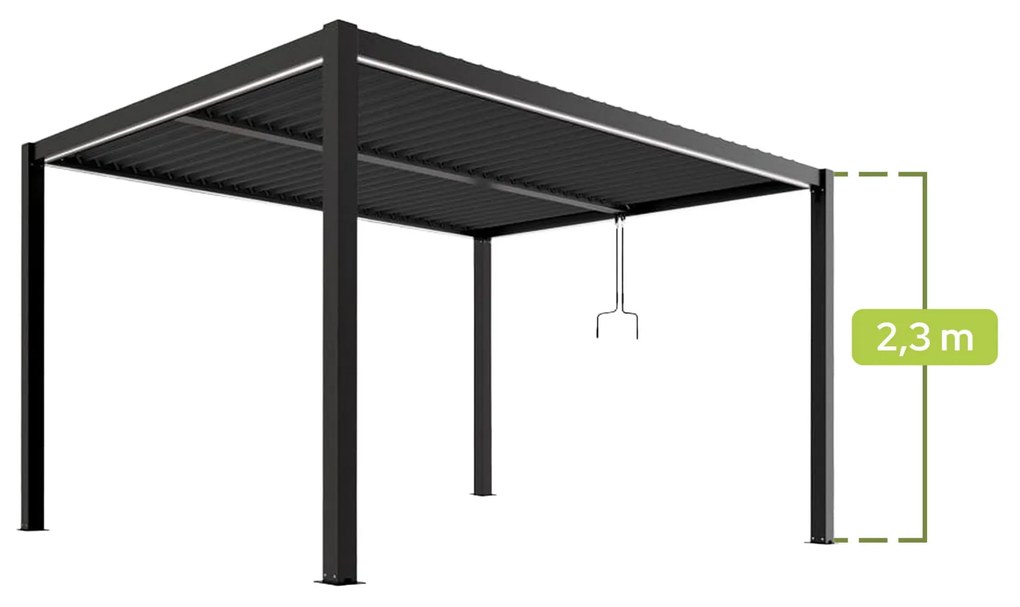 PERGOLA OGRODOWA LUXE 3x4 ALUMINIOWA Z OŚWIETLENIEM LED