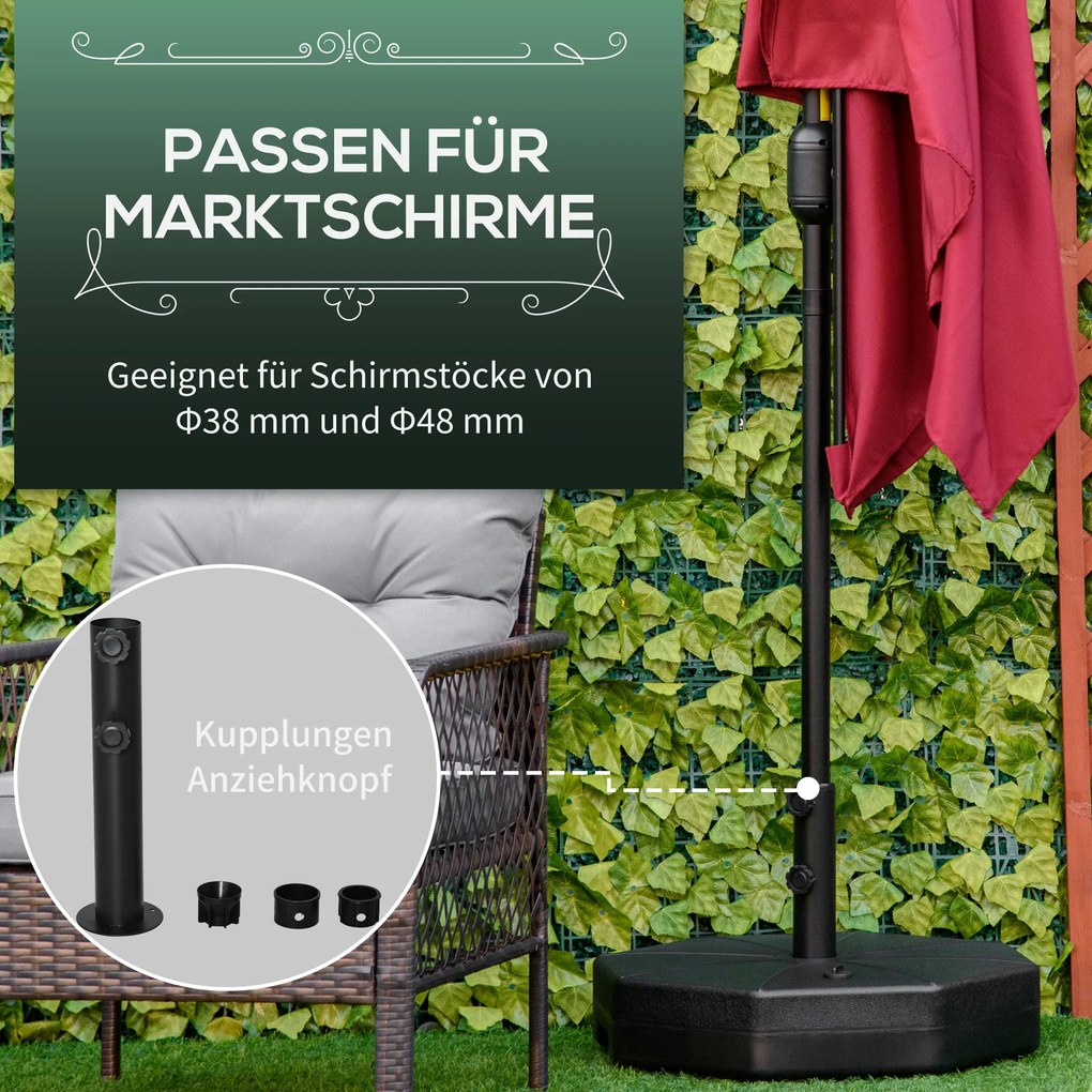 Outsunny Podstawa do Parasola Napełniana Wodą lub Piaskiem do 40kg Stabilna i Wytrzymała Czarna Ø60x36H cm Idealna do Ogrodu | Aosom PL